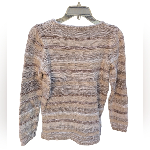 L.L. Bean 100% Cotton Women's Striped Crew Neck Knit Sweater Size M Style 300172 - Picture 2 of 5